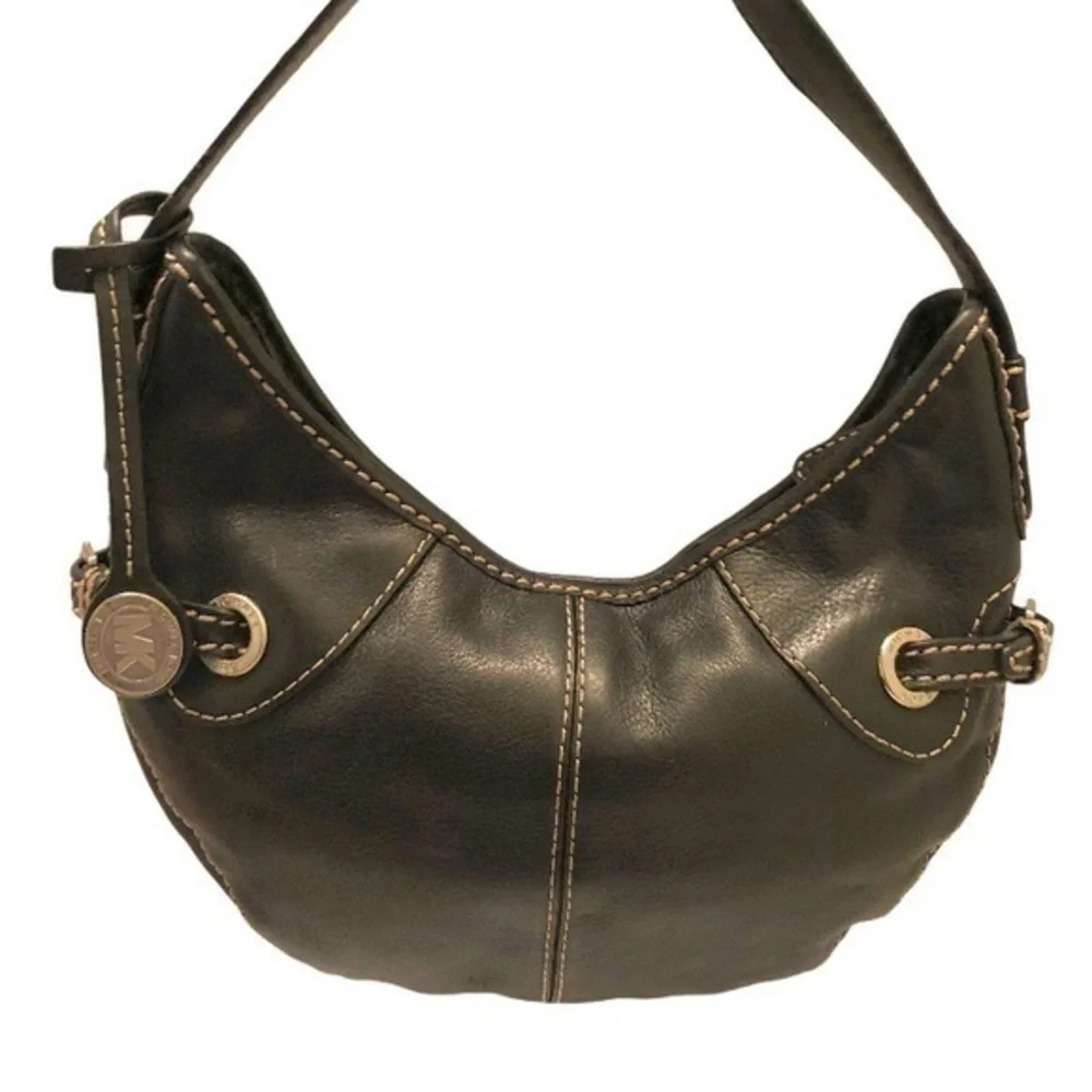Michael kors vintage black leather hobo bag purse